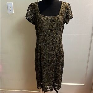 Elegant Black and Gold Lace Dress